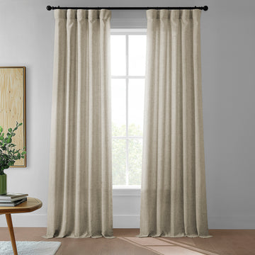 Rustic Oatmeal FarmTown Faux Linen Sheer Curtain Pair (2 Panels)