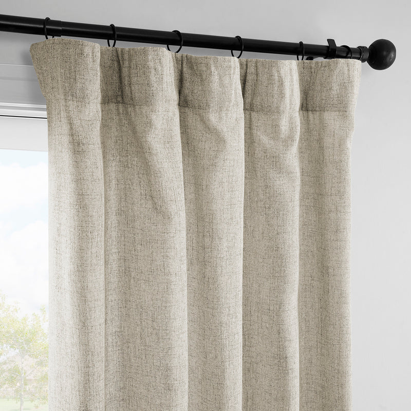 Rustic Oatmeal FarmTown Faux Linen Sheer Curtain Pair (2 Panels)