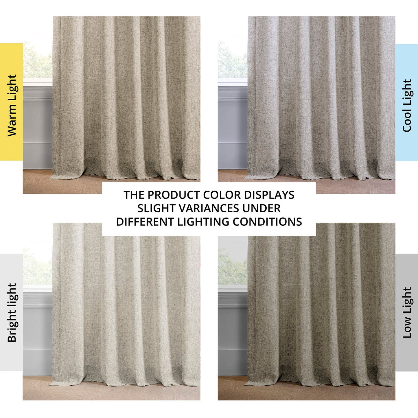 Rustic Oatmeal FarmTown Faux Linen Sheer Curtain Pair (2 Panels)