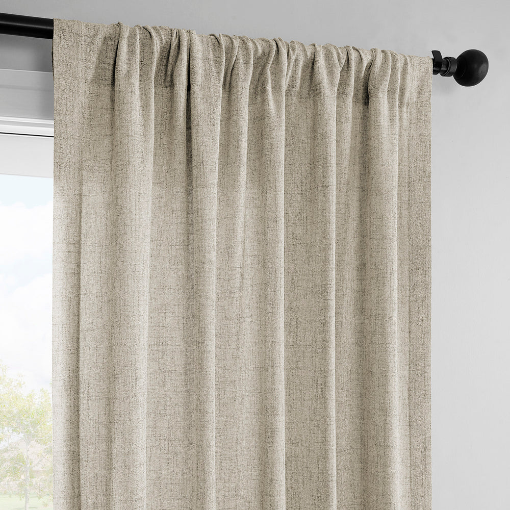 Rustic Oatmeal FarmTown Faux Linen Sheer Curtain Pair (2 Panels)