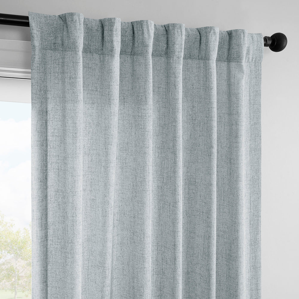 Coastal Slate FarmTown Faux Linen Sheer Curtain Pair (2 Panels)