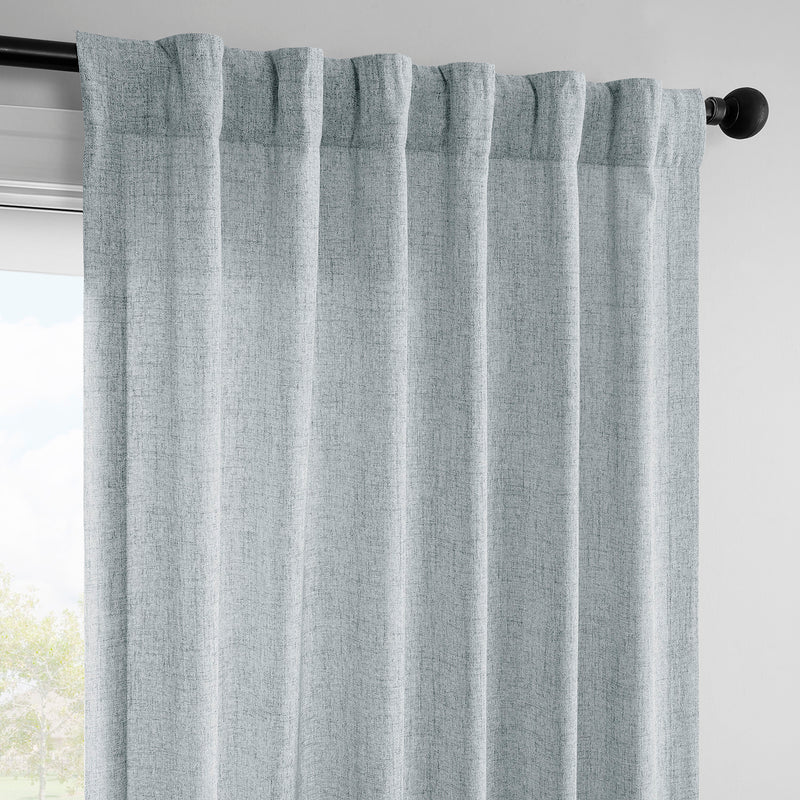Coastal Slate FarmTown Faux Linen Sheer Curtain Pair (2 Panels)