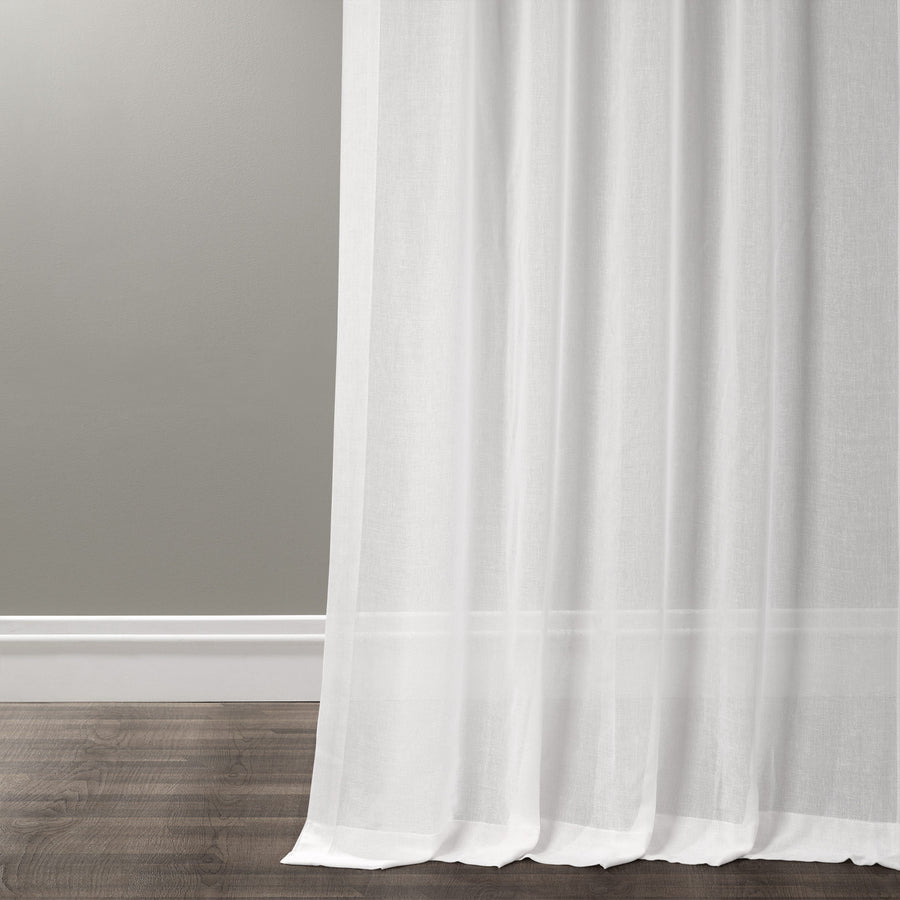 White Orchid Textured Faux Linen Sheer Custom Curtain