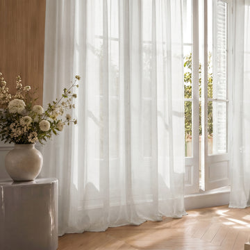 White Orchid Textured Faux Linen Sheer Custom Curtain