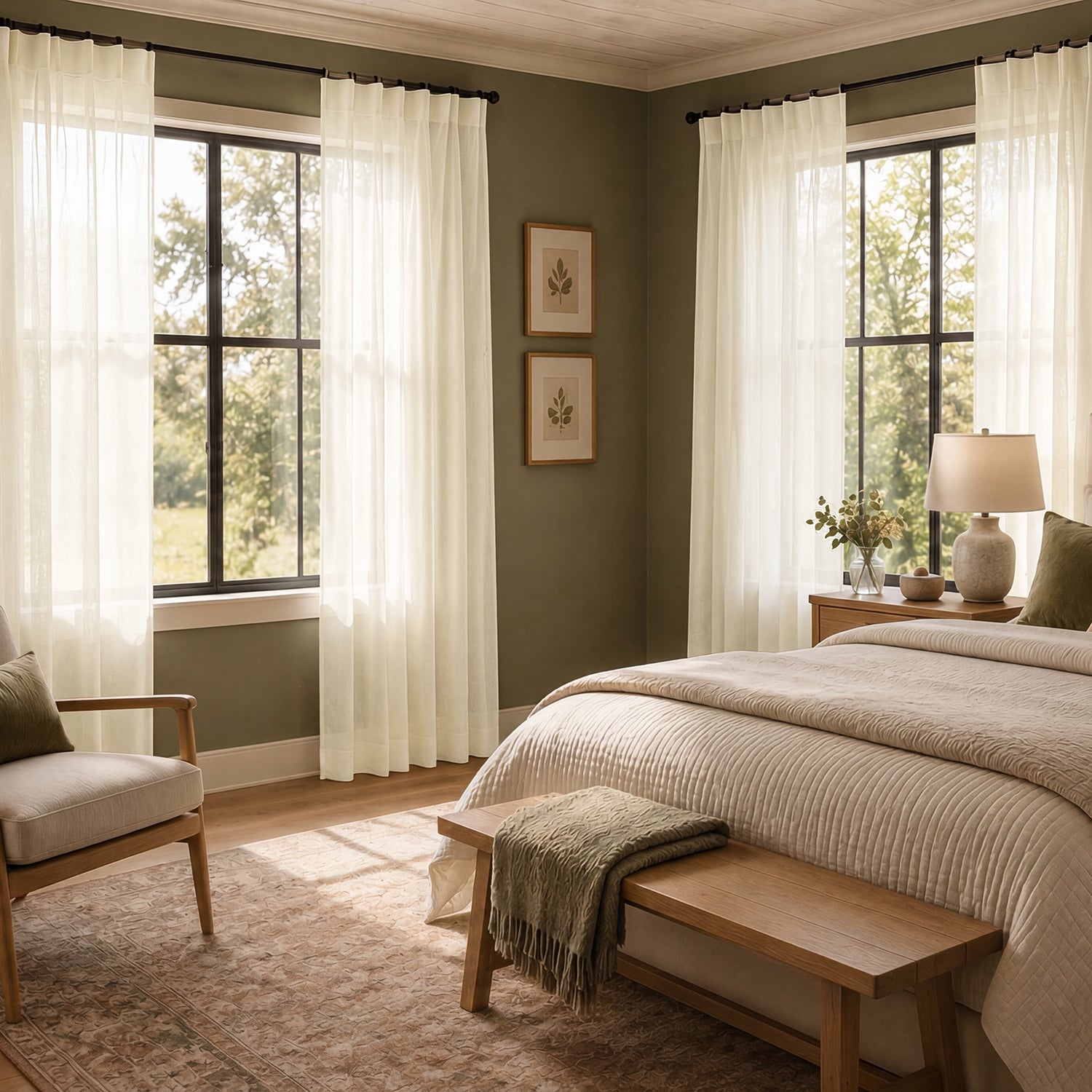 Gardenia Textured Faux Linen Sheer Custom Curtain
