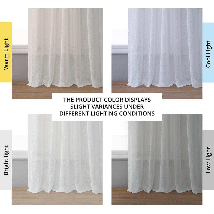 Lilium Off White Faux Linen Sheer Curtain Pair (2 Panels)