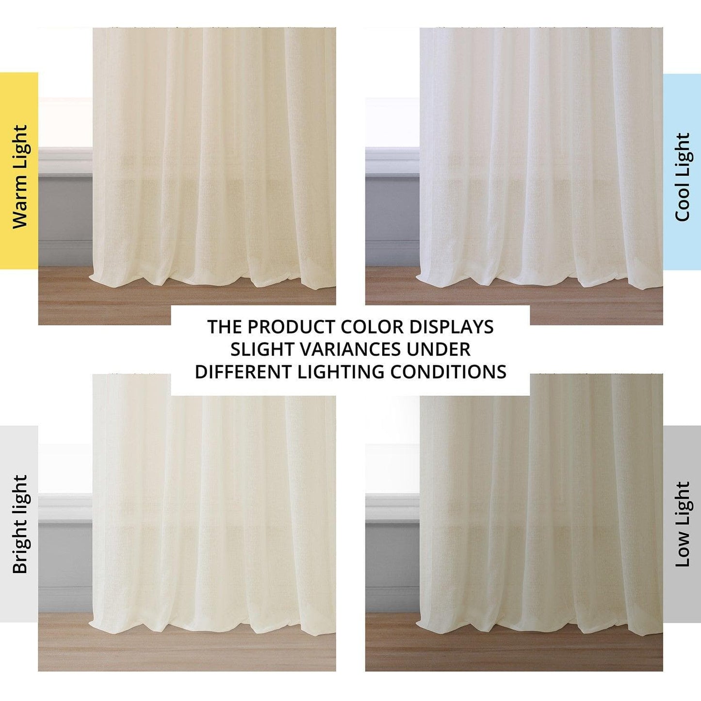 Chaste Tan Faux Linen Sheer Curtain Pair (2 Panels) - HalfPriceDrapes.com