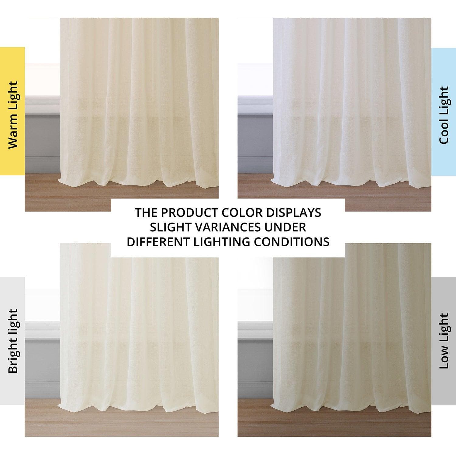 Chaste Tan Faux Linen Sheer Curtain Pair (2 Panels) - HalfPriceDrapes.com