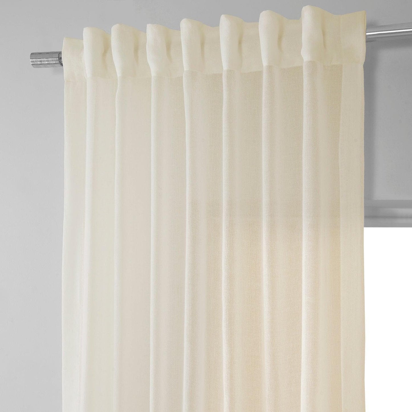 Chaste Tan Faux Linen Sheer Curtain Pair (2 Panels) - HalfPriceDrapes.com