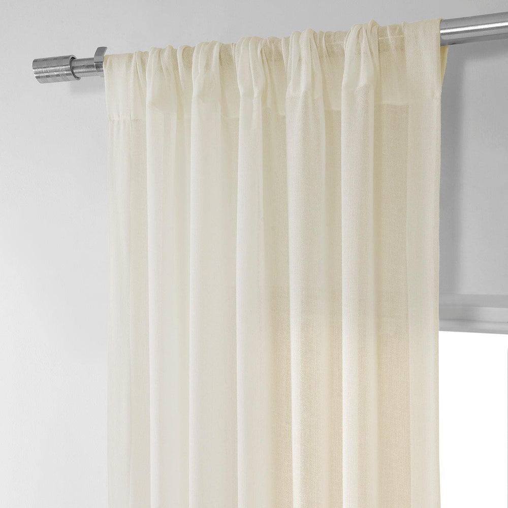 Chaste Tan Faux Linen Sheer Curtain Pair (2 Panels) - HalfPriceDrapes.com