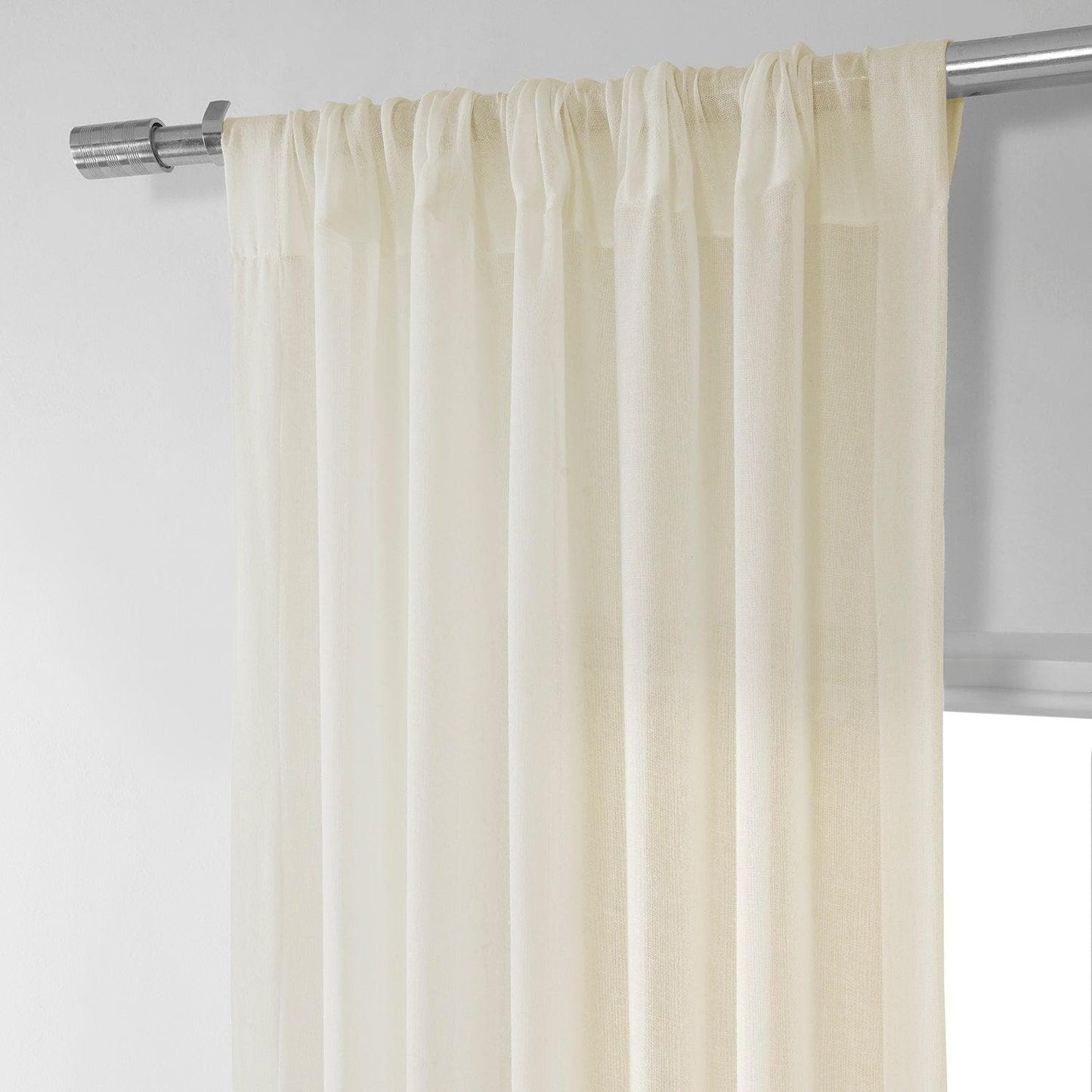 Chaste Tan Faux Linen Sheer Curtain Pair (2 Panels) - HalfPriceDrapes.com