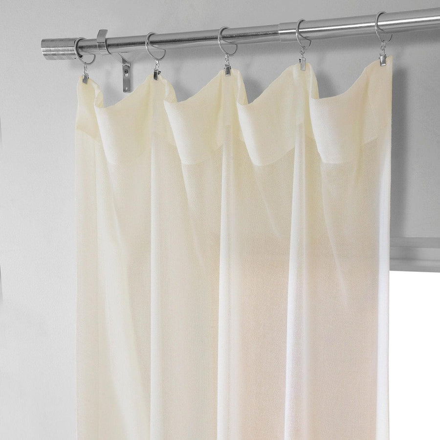 Chaste Tan Faux Linen Sheer Curtain Pair (2 Panels) - HalfPriceDrapes.com