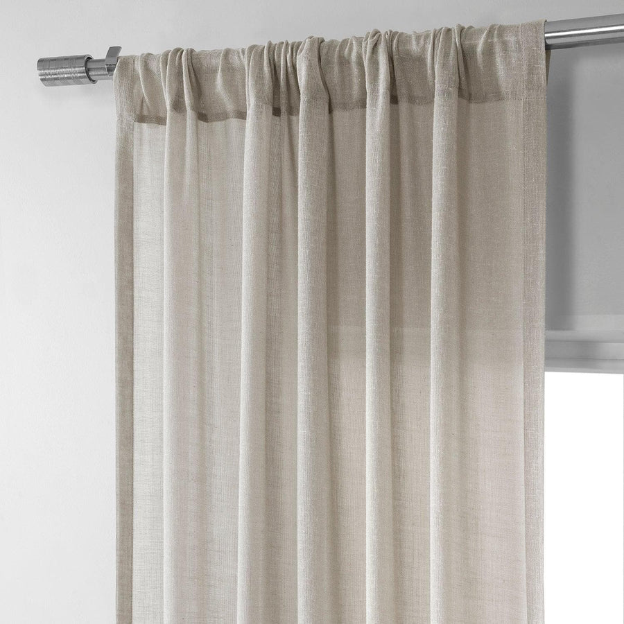 Sand Tan Faux Linen Sheer Curtain Pair (2 Panels) - HalfPriceDrapes.com