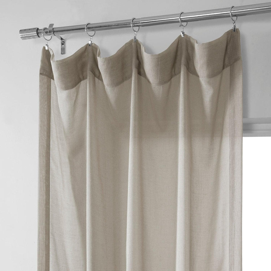 Sand Tan Faux Linen Sheer Curtain Pair (2 Panels)