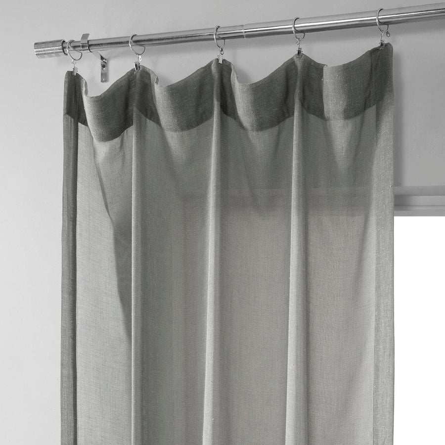 Peyote Silver Faux Linen Sheer Curtain Pair (2 Panels) - HalfPriceDrapes.com
