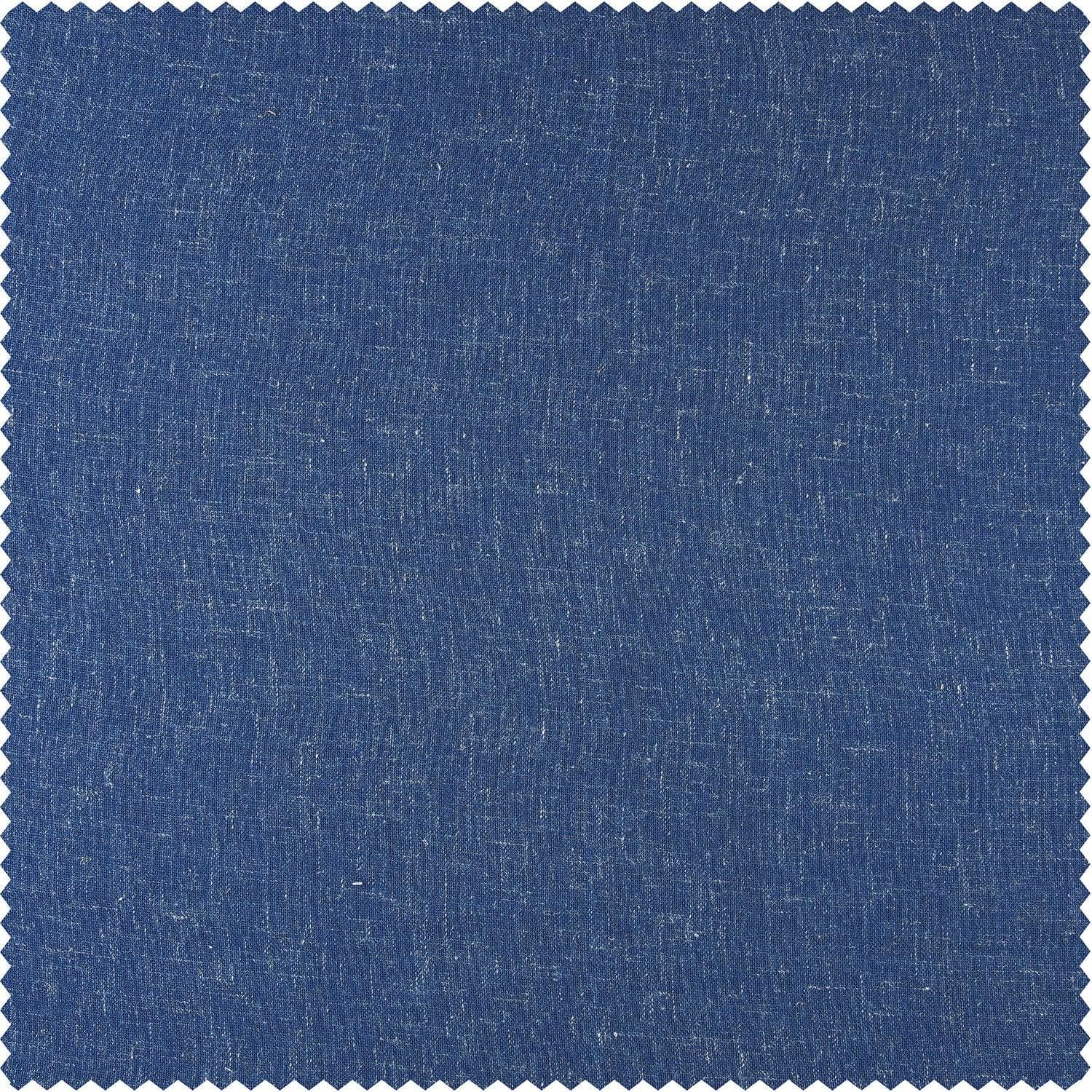 Blue Cyan Faux Linen Sheer Curtain Pair (2 Panels)