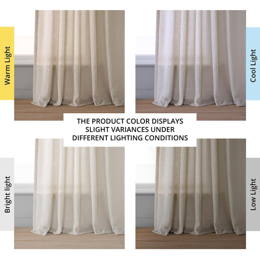 Vintage Taupe Faux Linen Sheer Curtain Pair (2 Panels) - HalfPriceDrapes.com