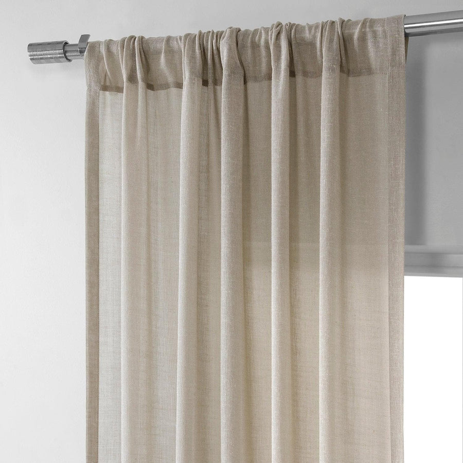 Vintage Taupe Faux Linen Sheer Curtain Pair (2 Panels) - HalfPriceDrapes.com