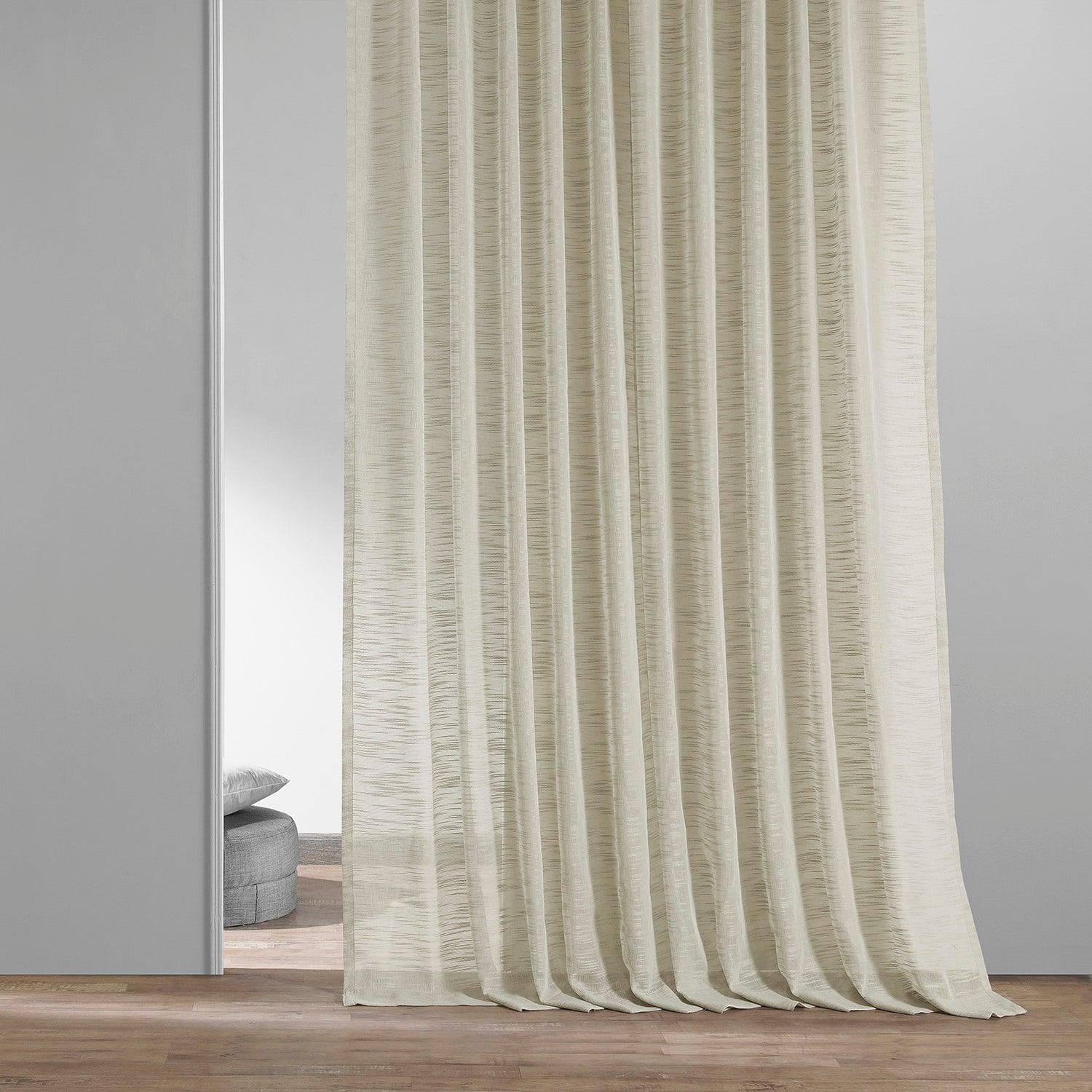 Camel Tan Faux Linen Sheer Curtain Pair (2 Panels) - HalfPriceDrapes.com