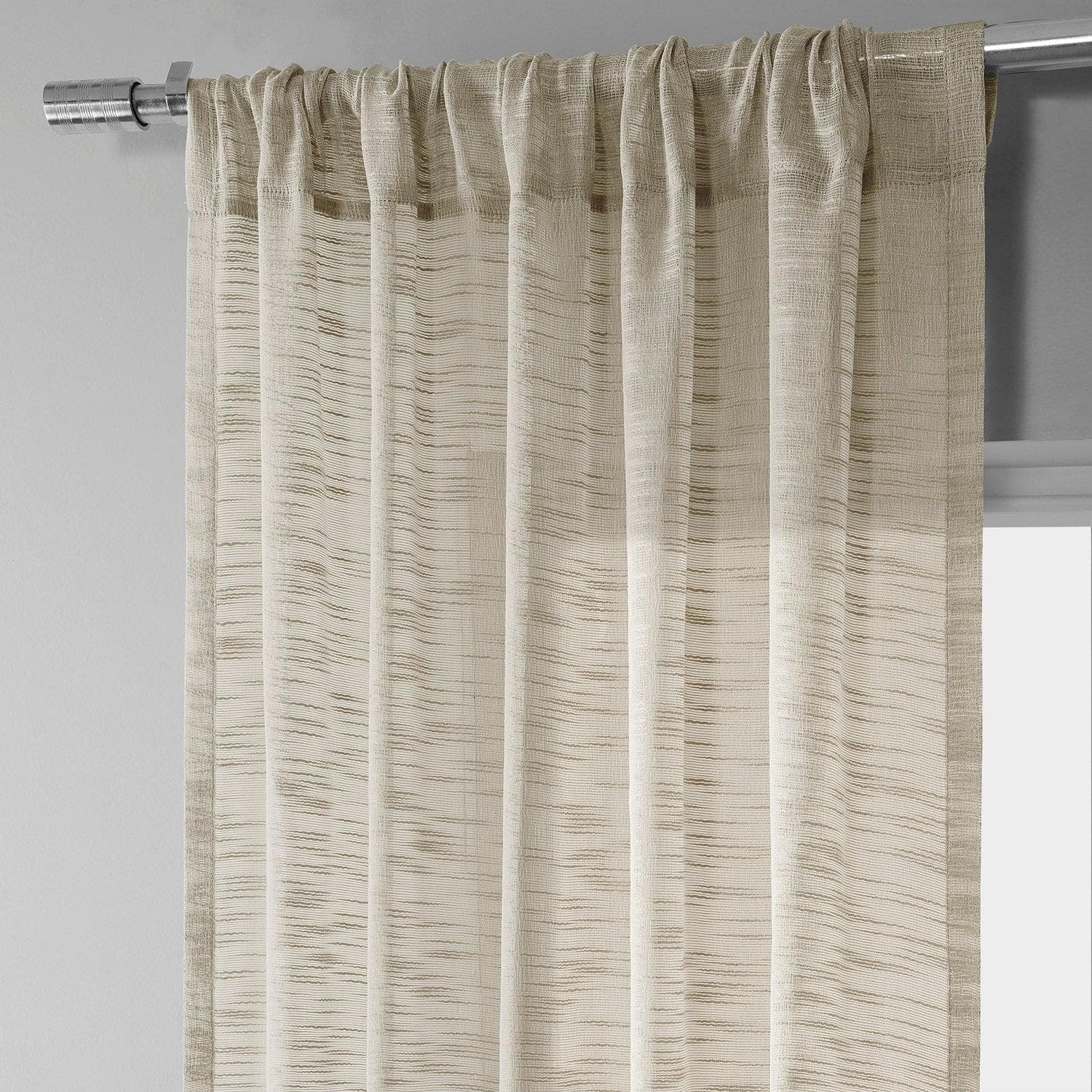 Camel Tan Faux Linen Sheer Curtain Pair (2 Panels) - HalfPriceDrapes.com
