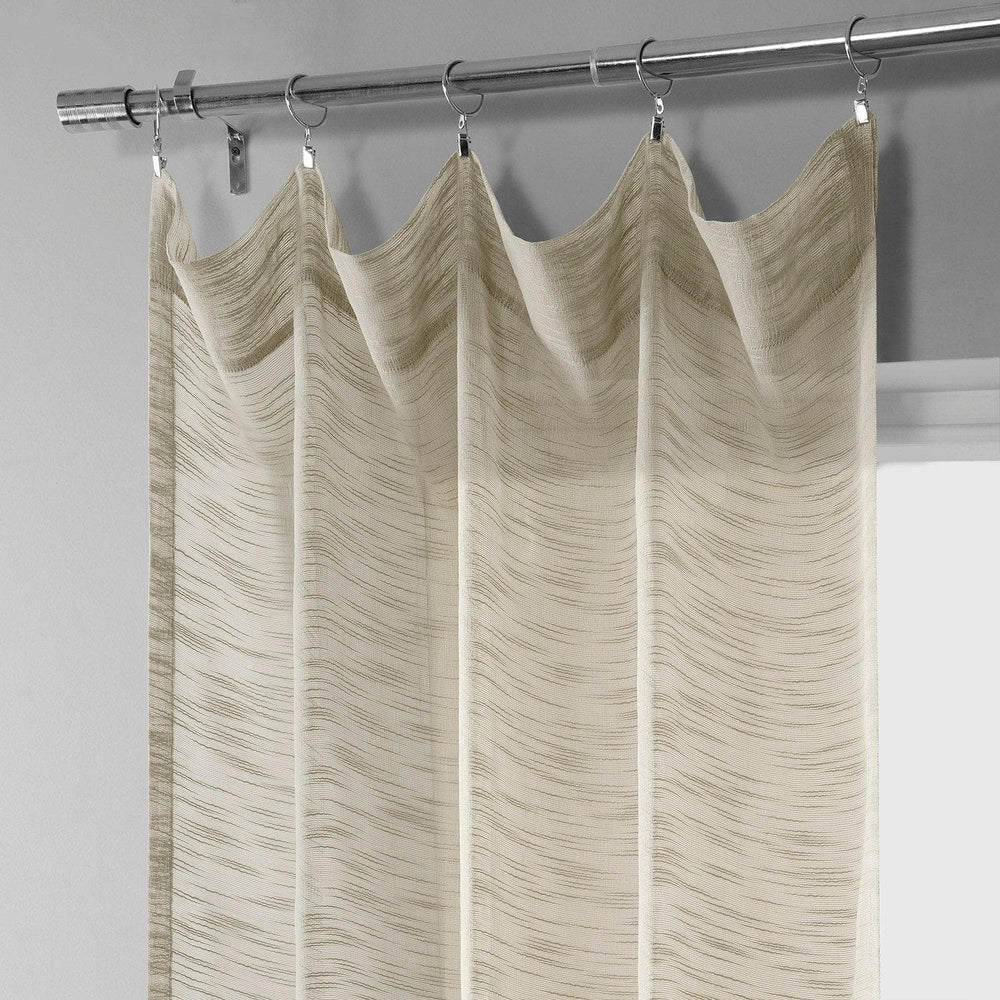 Camel Tan Faux Linen Sheer Curtain Pair (2 Panels) - HalfPriceDrapes.com