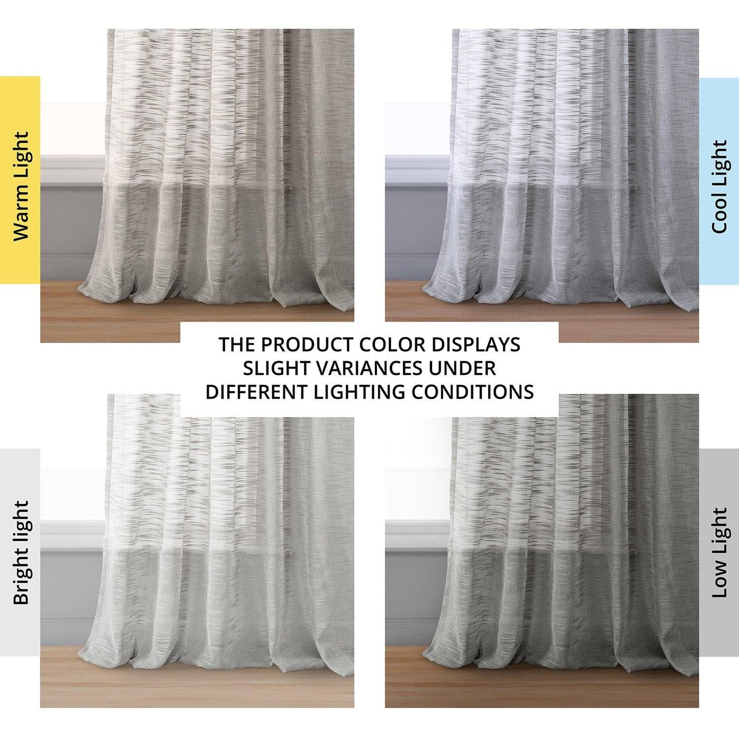 Azure Grey Faux Linen Sheer Curtain Pair (2 Panels) - HalfPriceDrapes.com