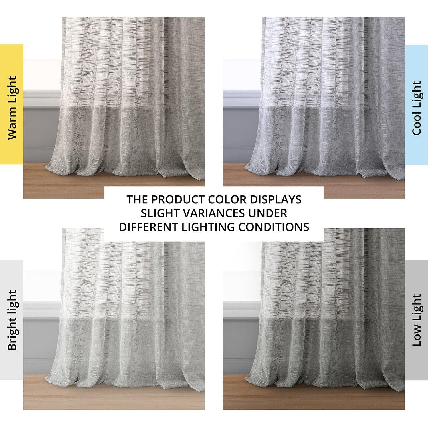 Azure Grey Faux Linen Sheer Curtain Pair (2 Panels) - HalfPriceDrapes.com