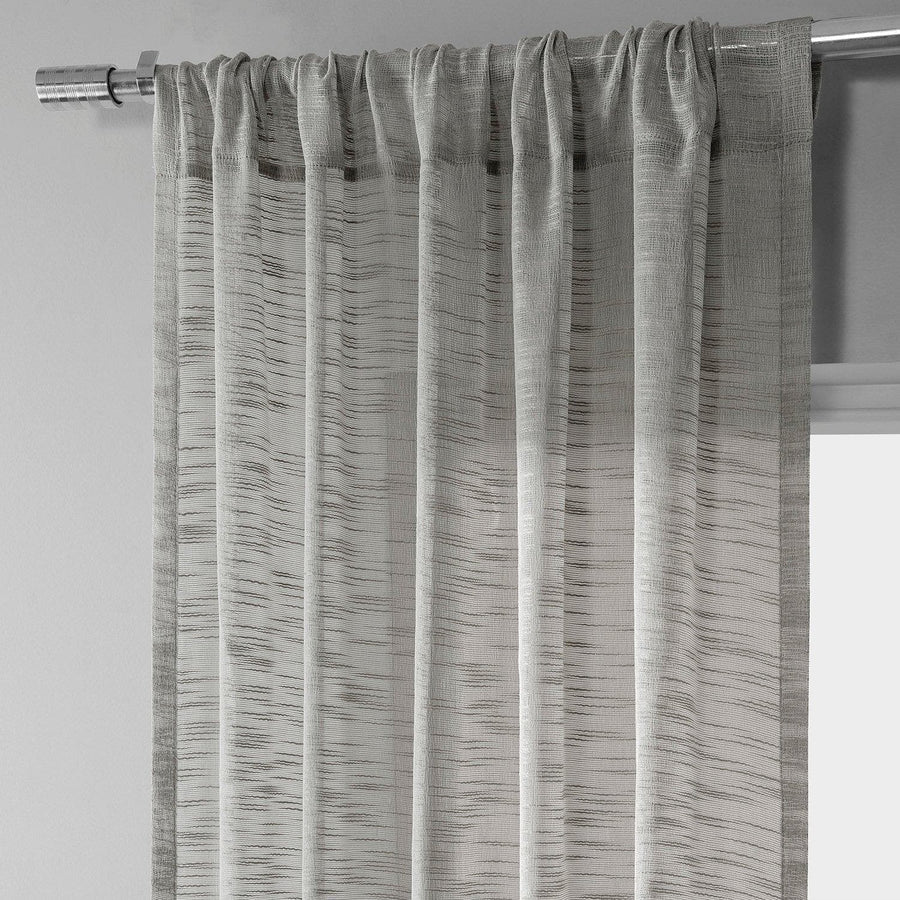 Azure Grey Faux Linen Sheer Curtain Pair (2 Panels)