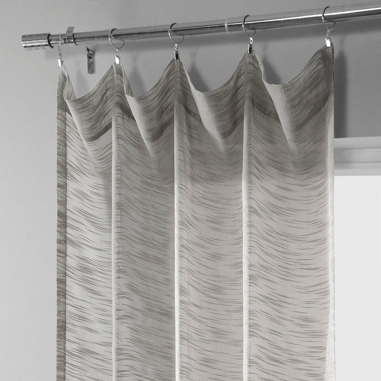 Azure Grey Faux Linen Sheer Curtain Pair (2 Panels) - HalfPriceDrapes.com