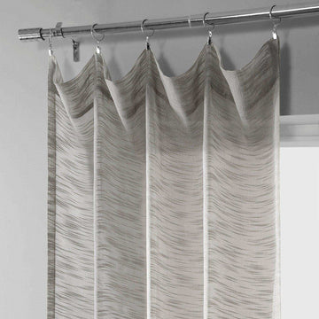 Azure Grey Faux Linen Sheer Curtain Pair (2 Panels) - HalfPriceDrapes.com