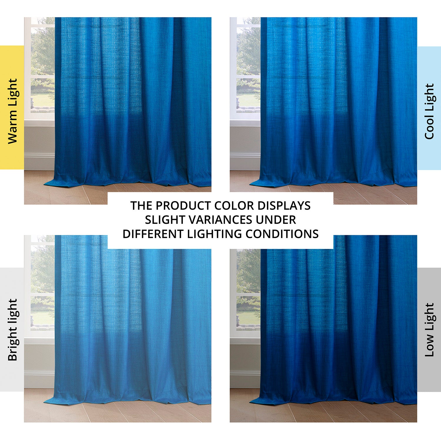 Blue Rustic Linen Weave Light Filtering Curtain Pair (2 Panels)