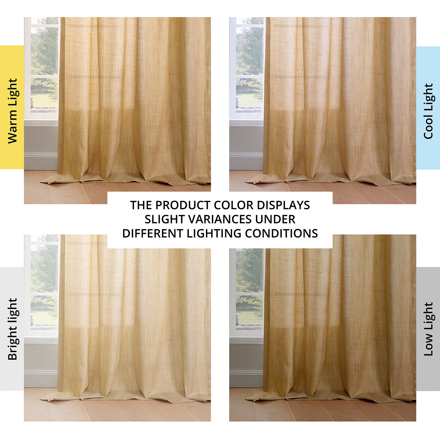 Tan Rustic Linen Weave Light Filtering Curtain Pair (2 Panels)