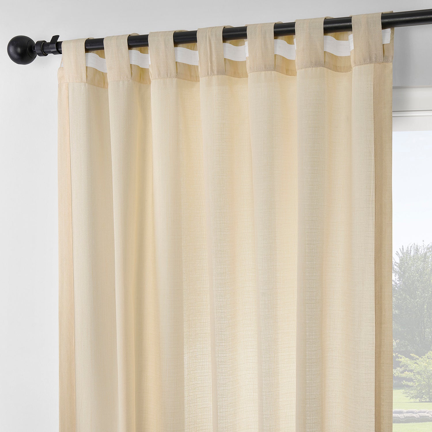 Ivory Rustic Linen Weave Light Filtering Curtain Pair (2 Panels)
