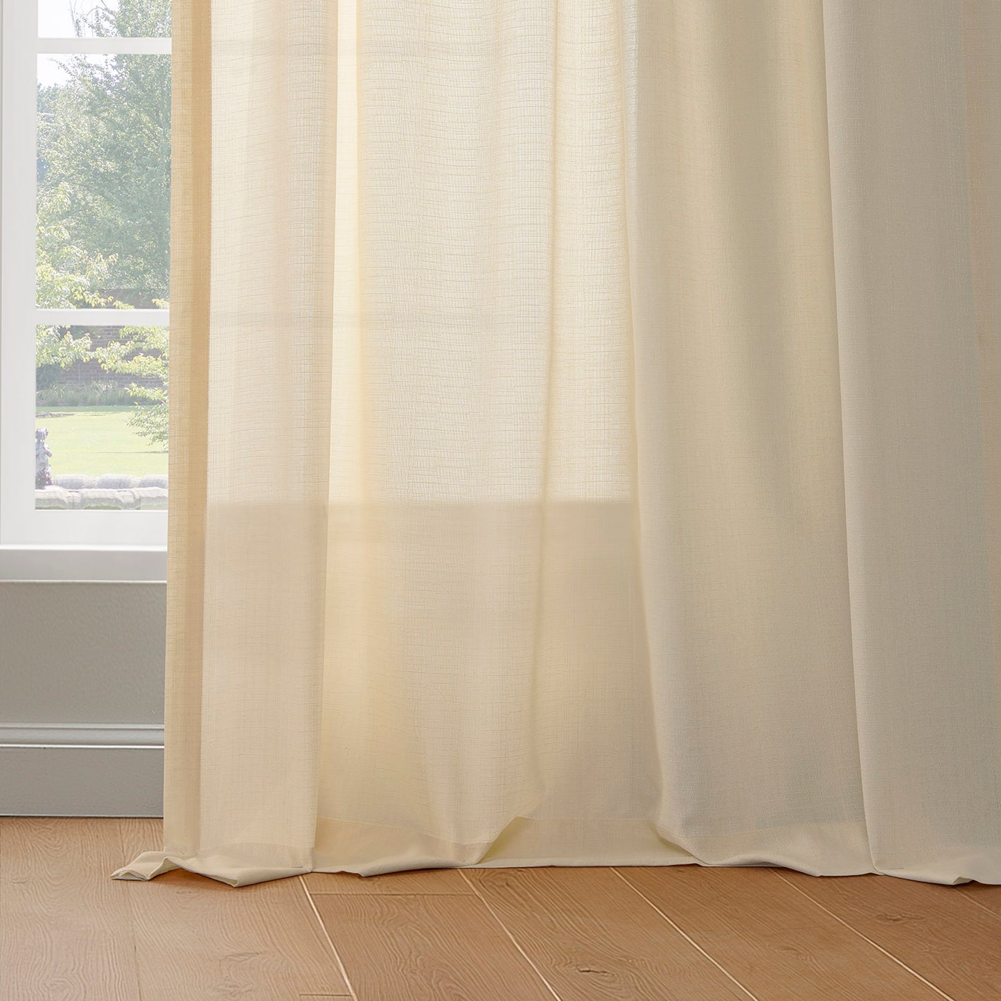 Ivory Rustic Linen Weave Light Filtering Curtain Pair (2 Panels)