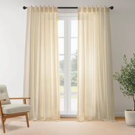 Ivory Rustic Linen Weave Light Filtering Curtain Pair (2 Panels)