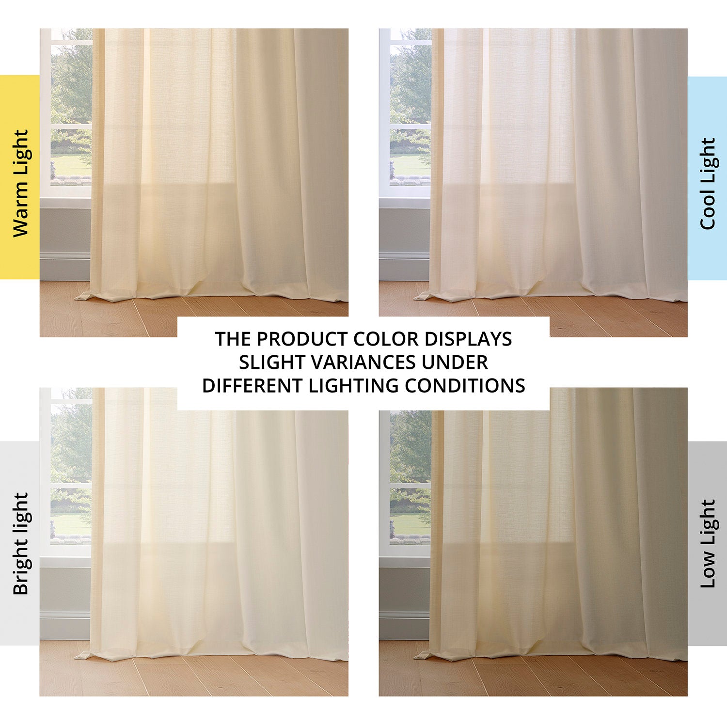Ivory Rustic Linen Weave Light Filtering Curtain Pair (2 Panels)