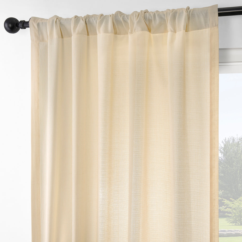 Ivory Rustic Linen Weave Light Filtering Curtain Pair (2 Panels)