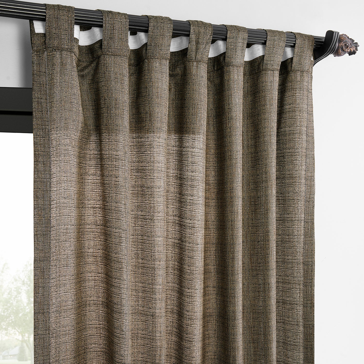 Dark Grey Raw Linen Weave Light Filtering Curtain Pair (2 Panels)