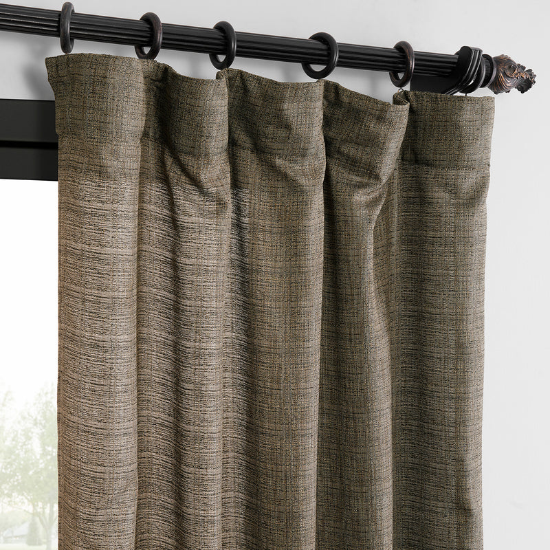 Dark Grey Raw Linen Weave Light Filtering Curtain Pair (2 Panels)