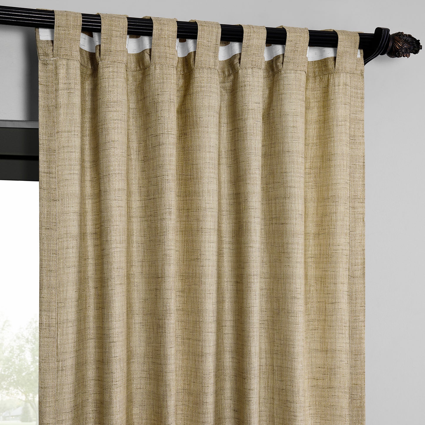Tan Raw Linen Weave Light Filtering Curtain Pair (2 Panels)