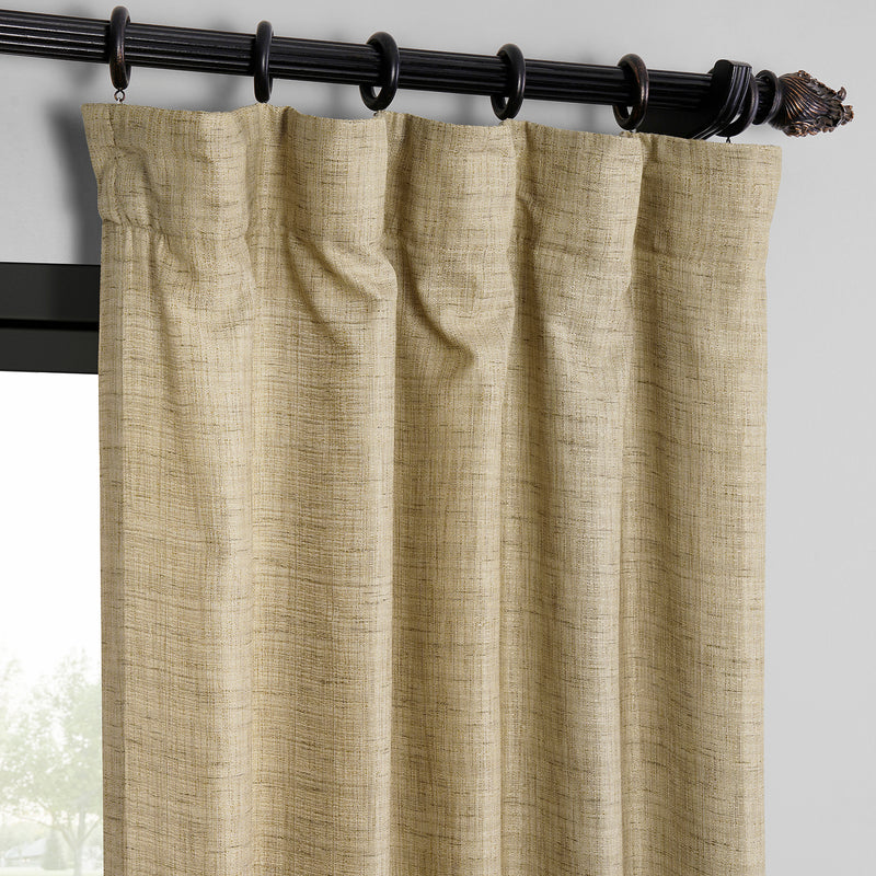 Tan Raw Linen Weave Light Filtering Curtain Pair (2 Panels)