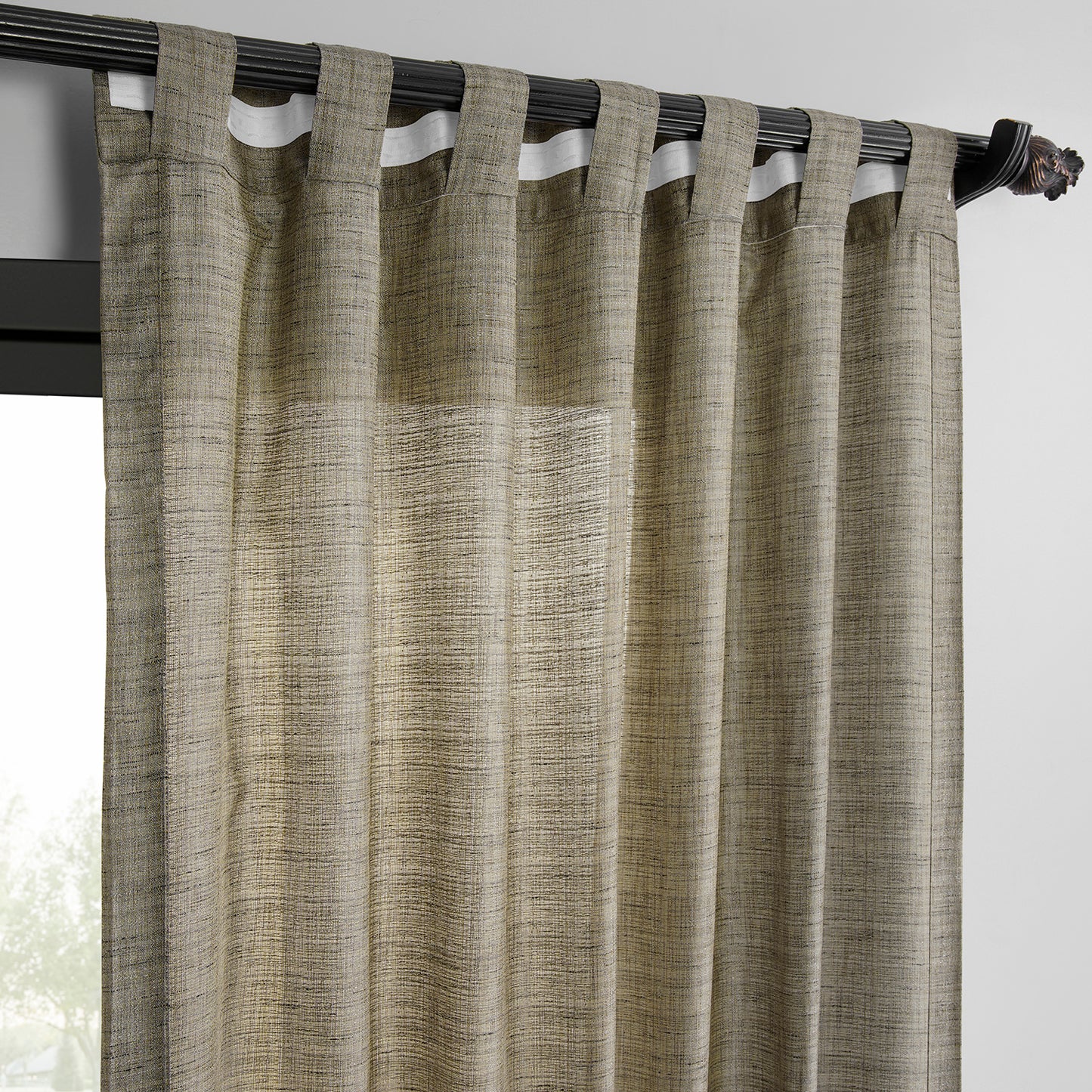 Grey Raw Linen Weave Light Filtering Curtain Pair (2 Panels)