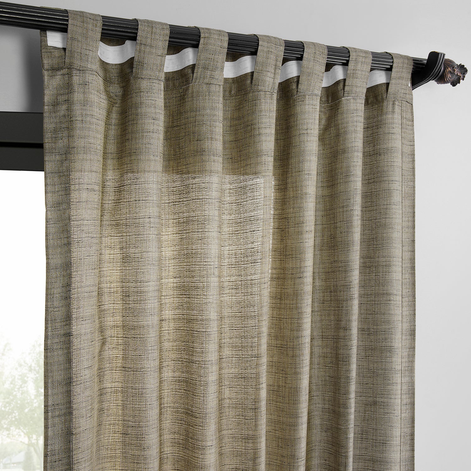 Grey Raw Linen Weave Light Filtering Curtain Pair (2 Panels)