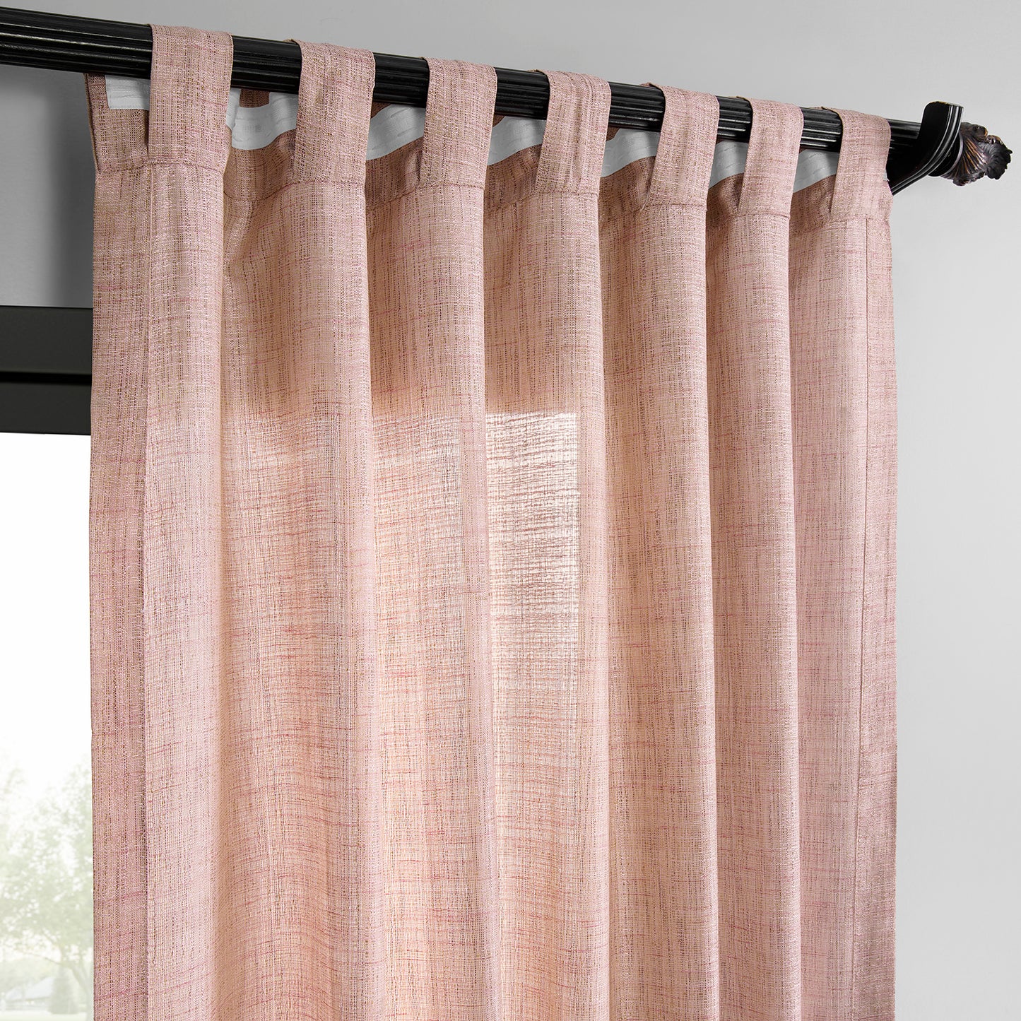 Pink Raw Linen Weave Light Filtering Curtain Pair (2 Panels)