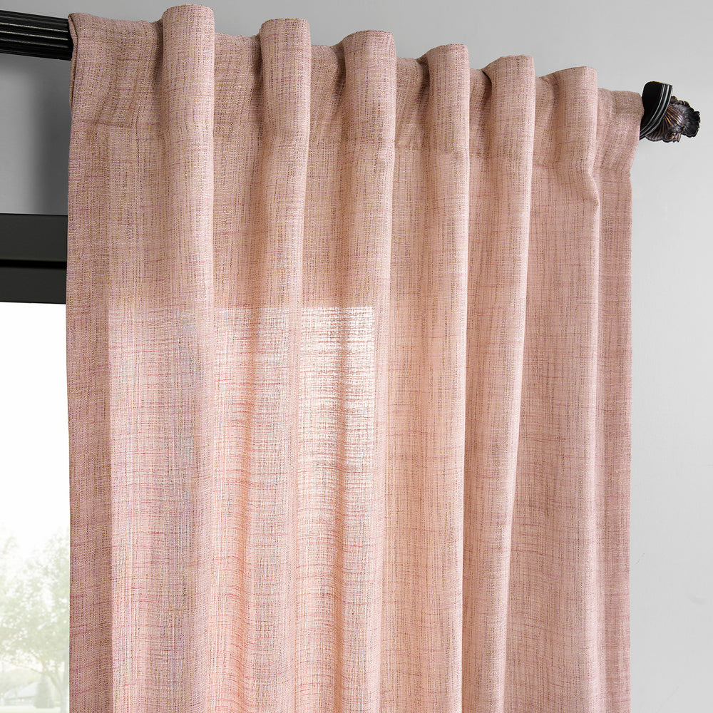 Pink Raw Linen Weave Light Filtering Curtain Pair (2 Panels)