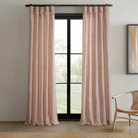 Pink Raw Linen Weave Light Filtering Curtain Pair (2 Panels)