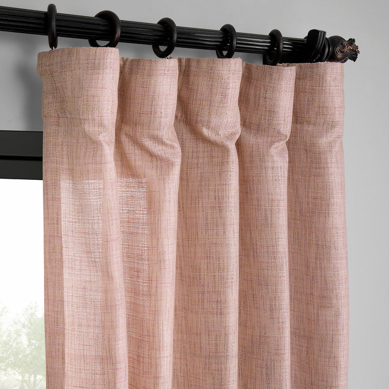 Pink Raw Linen Weave Light Filtering Curtain Pair (2 Panels)