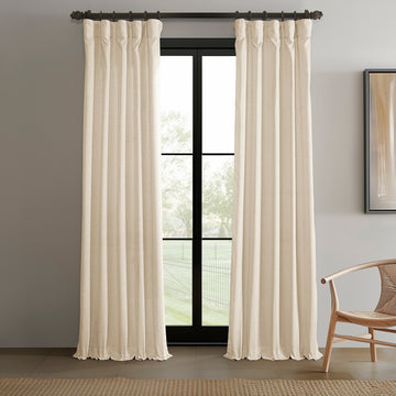 Ivory Raw Linen Weave Light Filtering Curtain Pair (2 Panels)