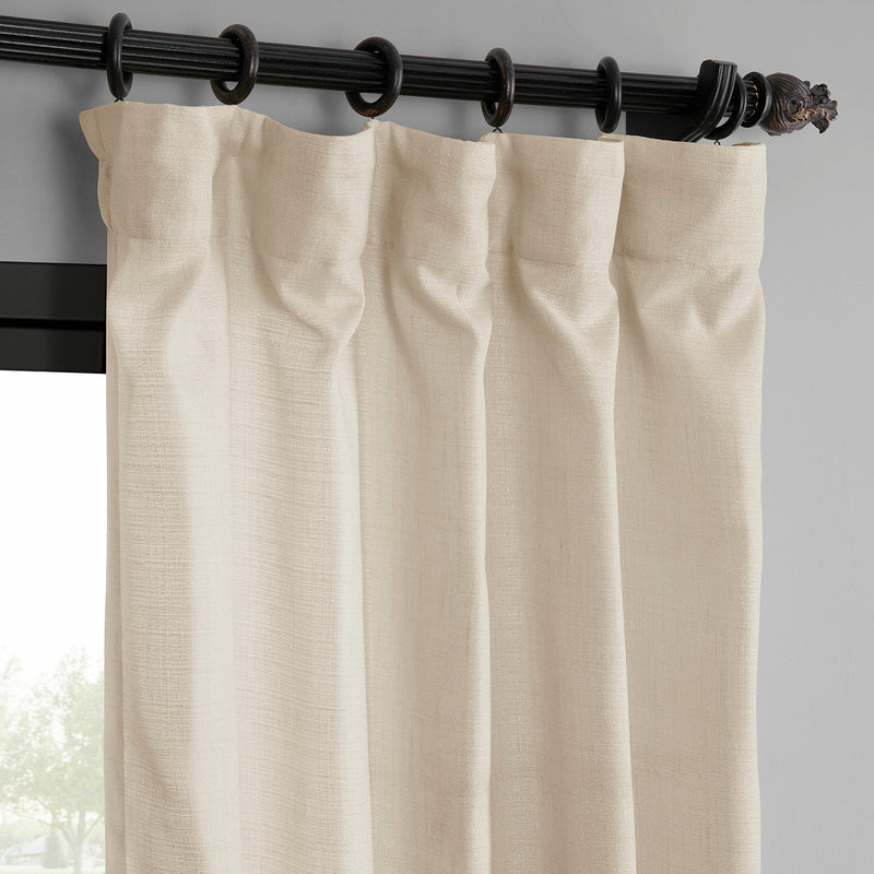 Ivory Raw Linen Weave Light Filtering Curtain Pair (2 Panels)
