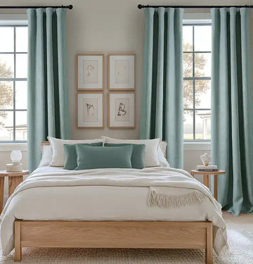 Sea Thistle Textured Faux Linen Custom Curtain